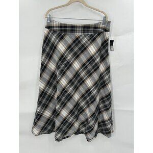 East 5th NEW Women 14 Dark Light Academia Plaid Librarian NEW Midi Boho Chic